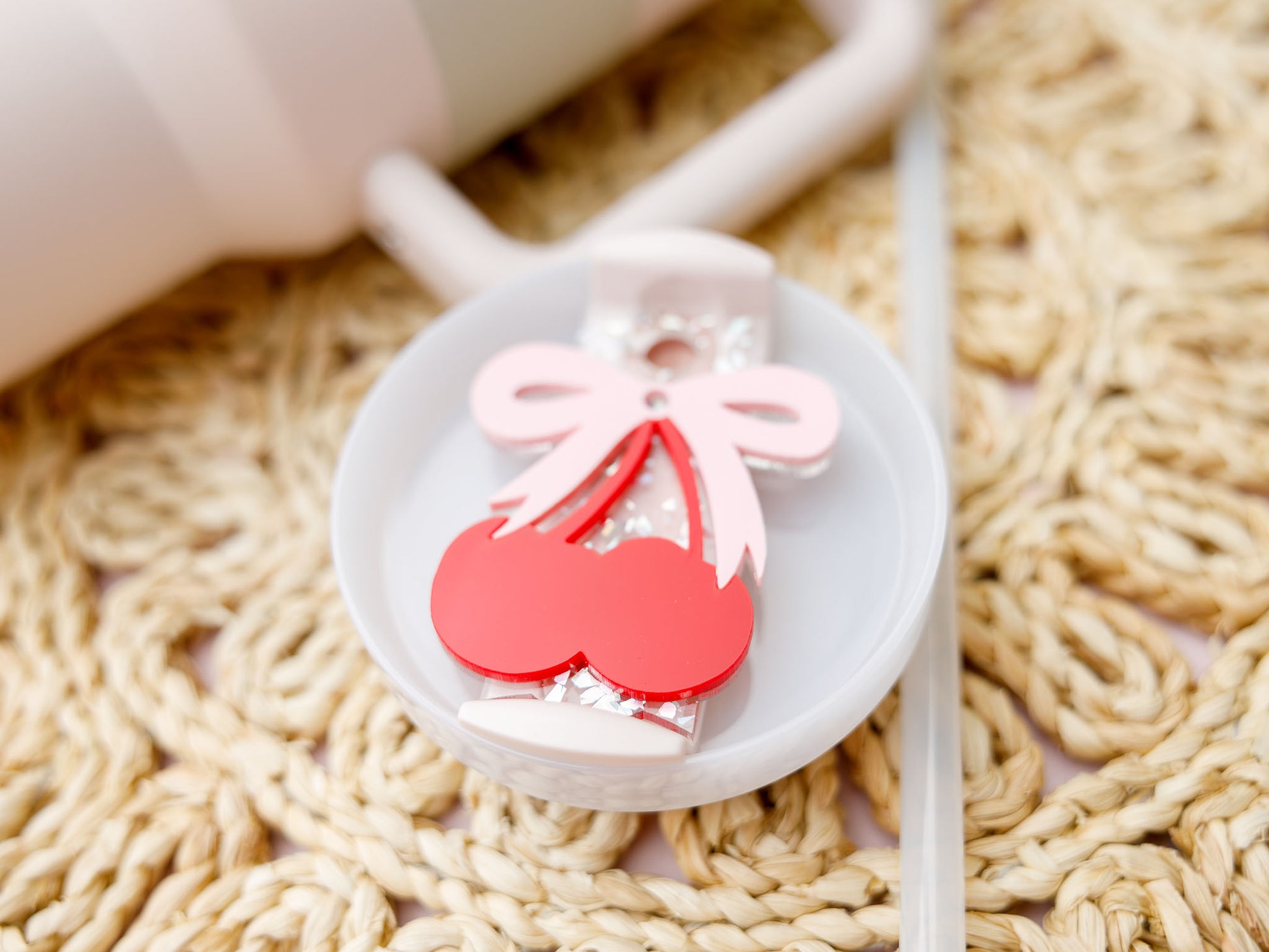 Bow Cherry Stanley Tumbler Name Tag - MaiCre8tions