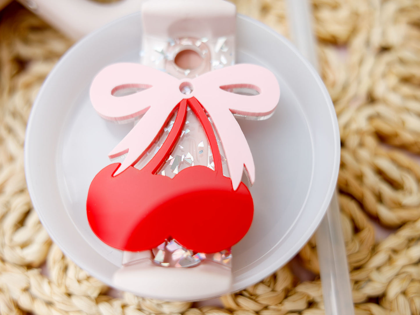 Bow Cherry Stanley Tumbler Name Tag - MaiCre8tions