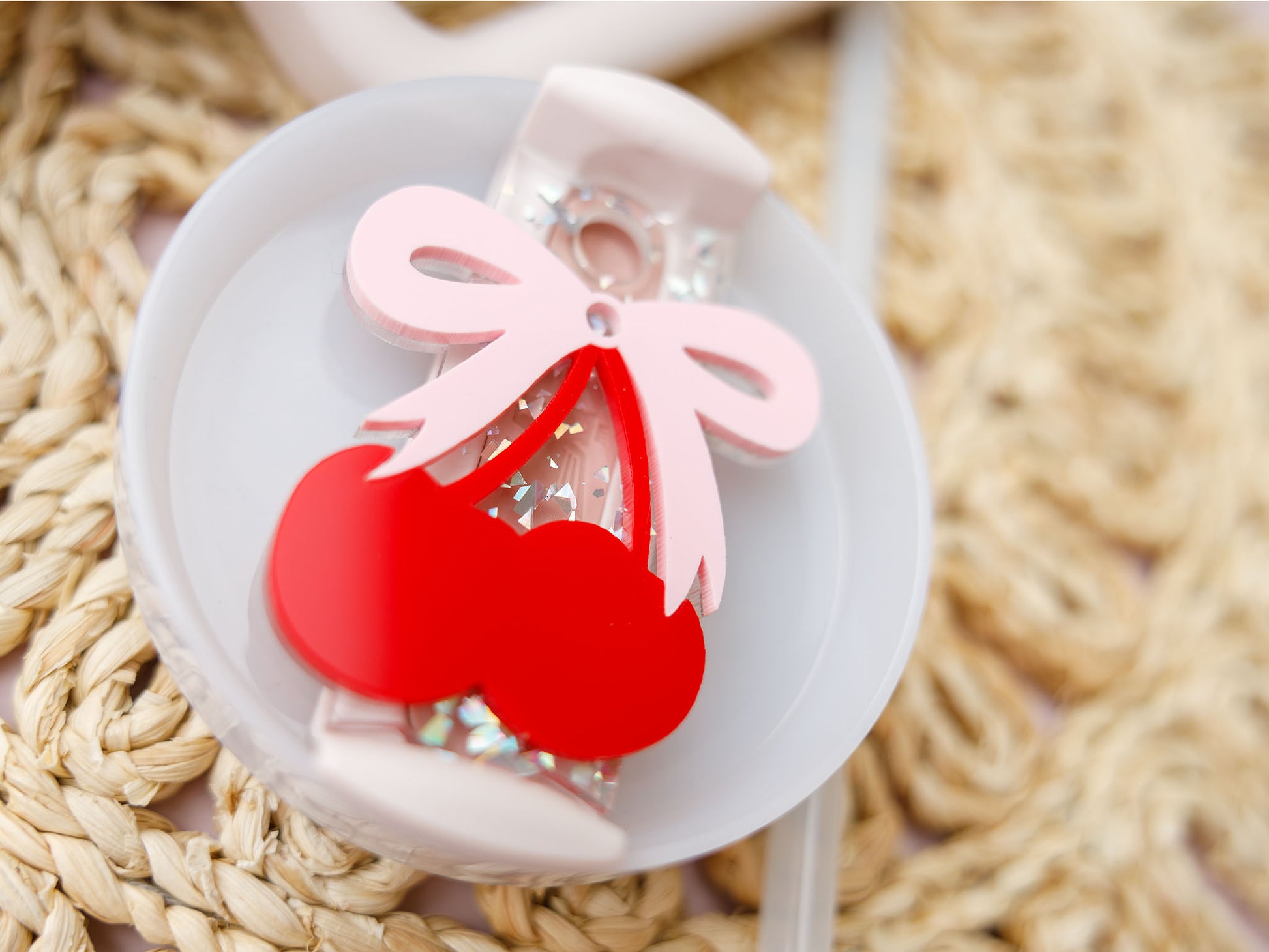 Bow Cherry Stanley Tumbler Name Tag - MaiCre8tions