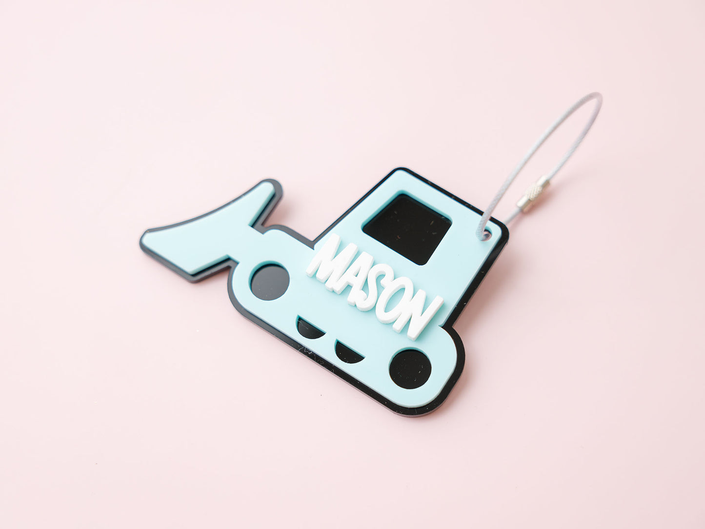 Bulldozer backpack tag