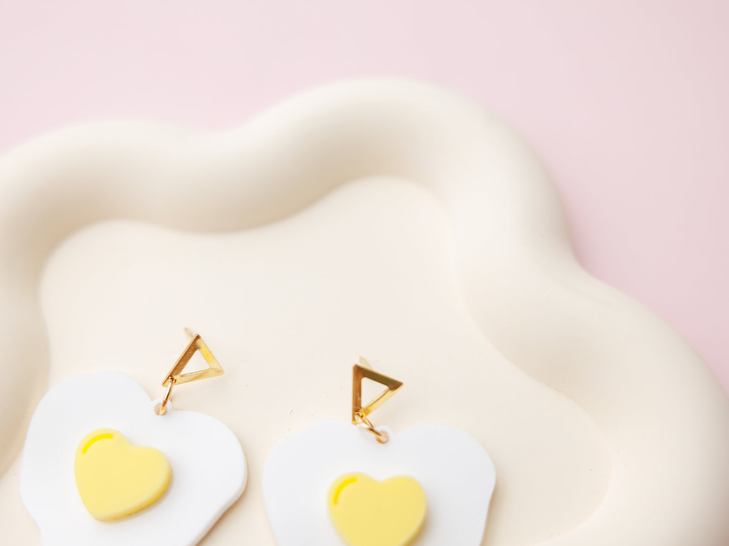 Fried Egg Heart Acrylic Earrings