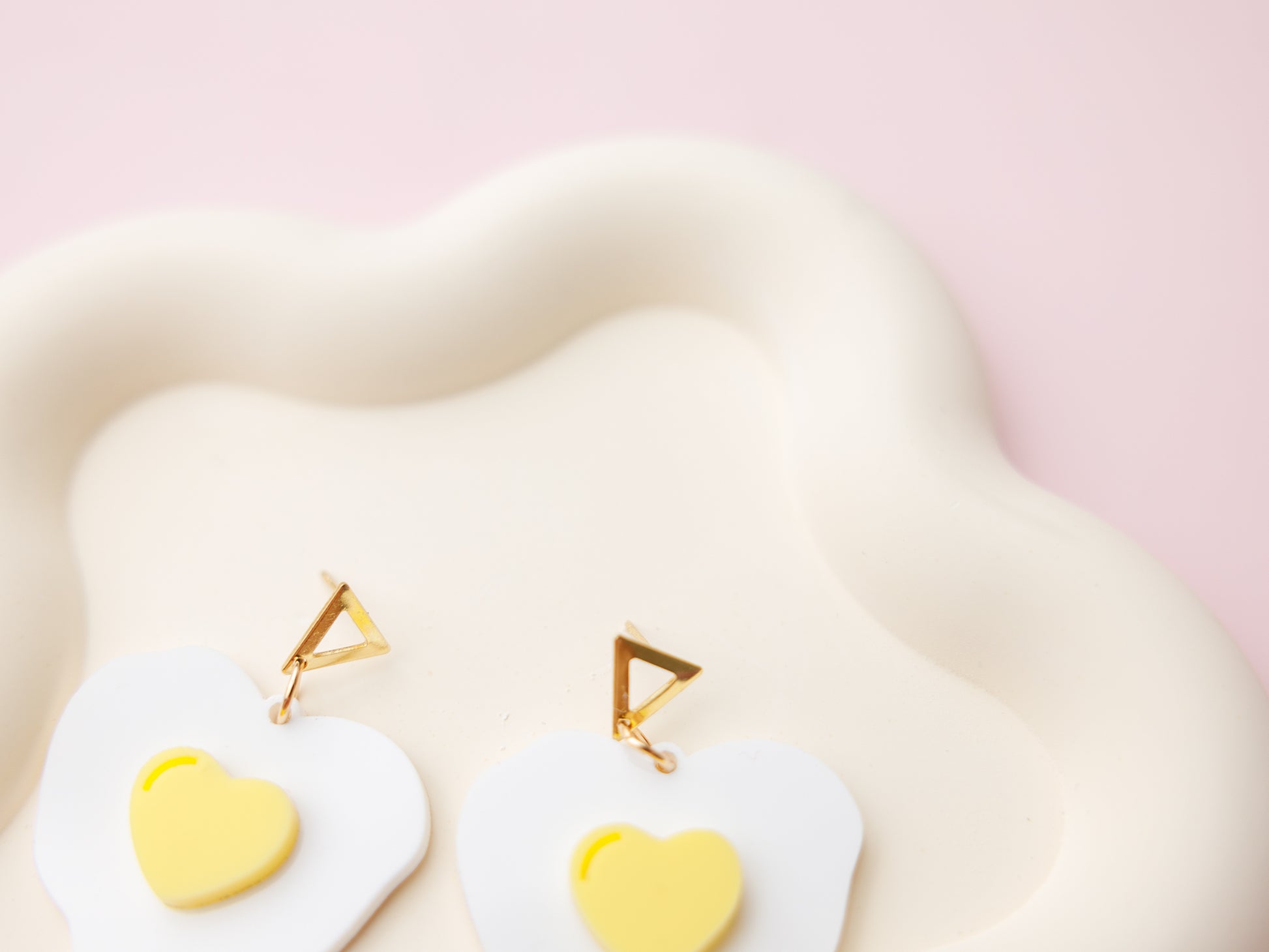 Fried Egg Heart Acrylic Earrings