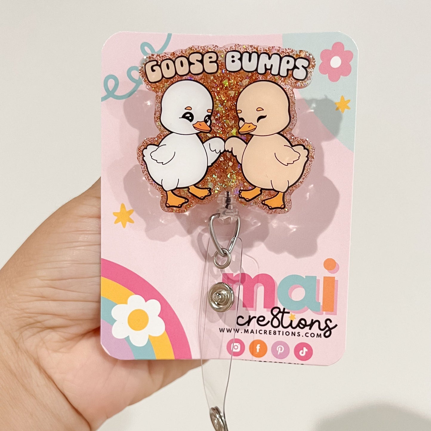 Goose bumps badge reels