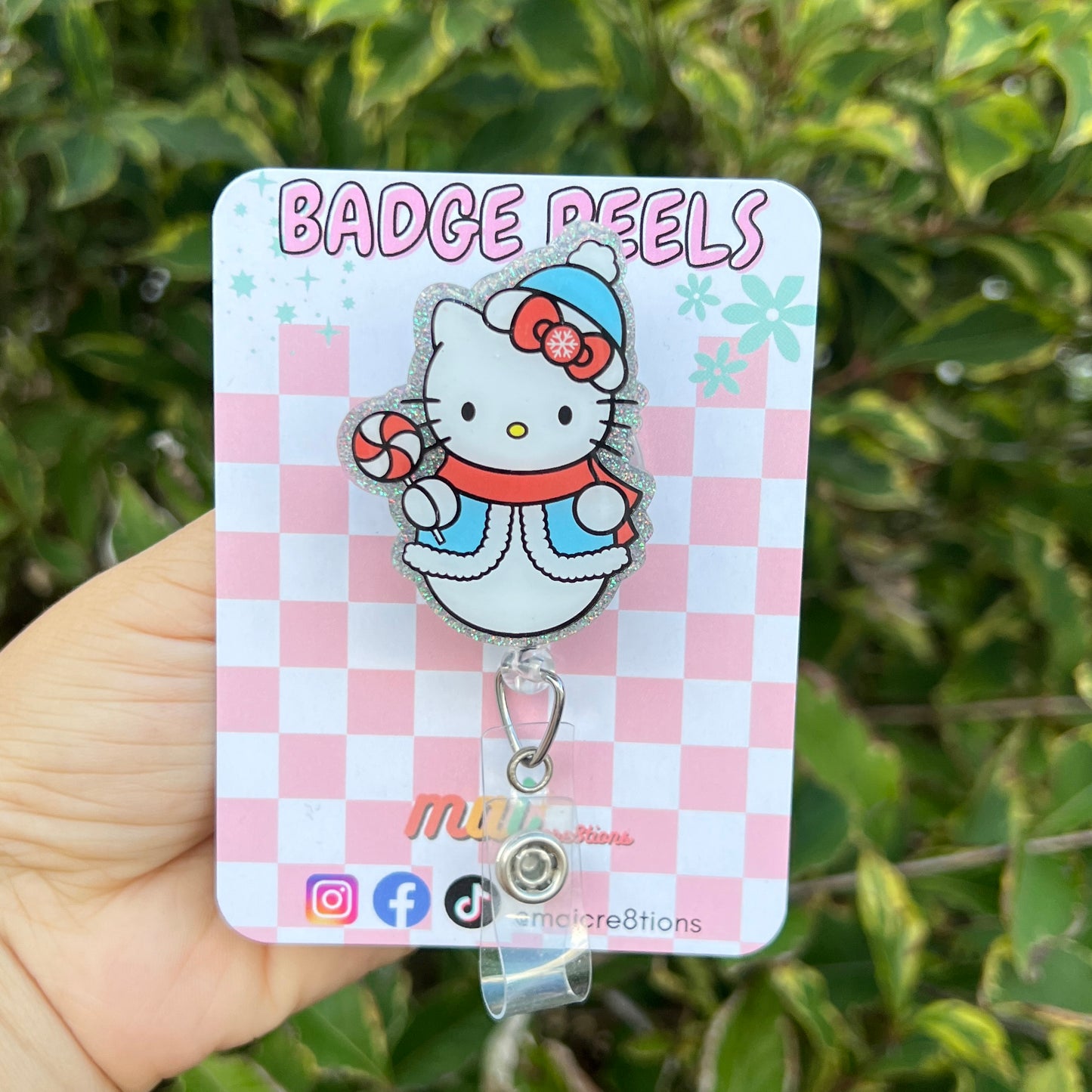 Hello Kitty Snowman Badge Reels - MaiCre8tions