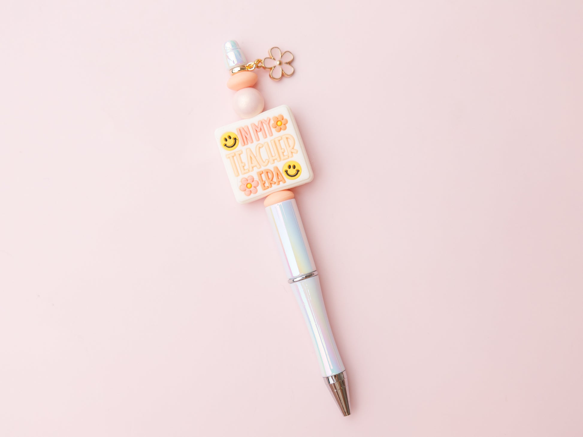 In my Teacher era Iridescent bead pen with charm