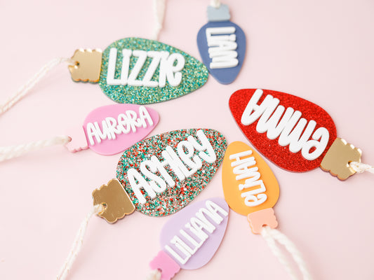 Lightbulb Christmas Stocking tags