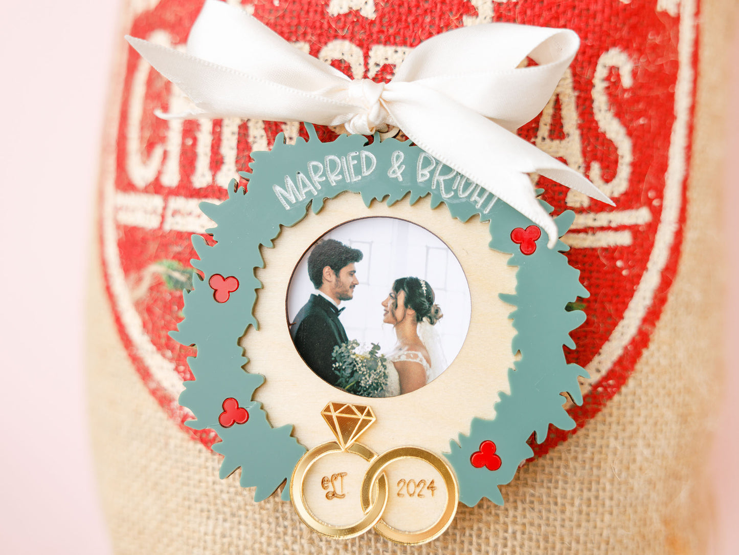 Married and Bright Christmas ornament