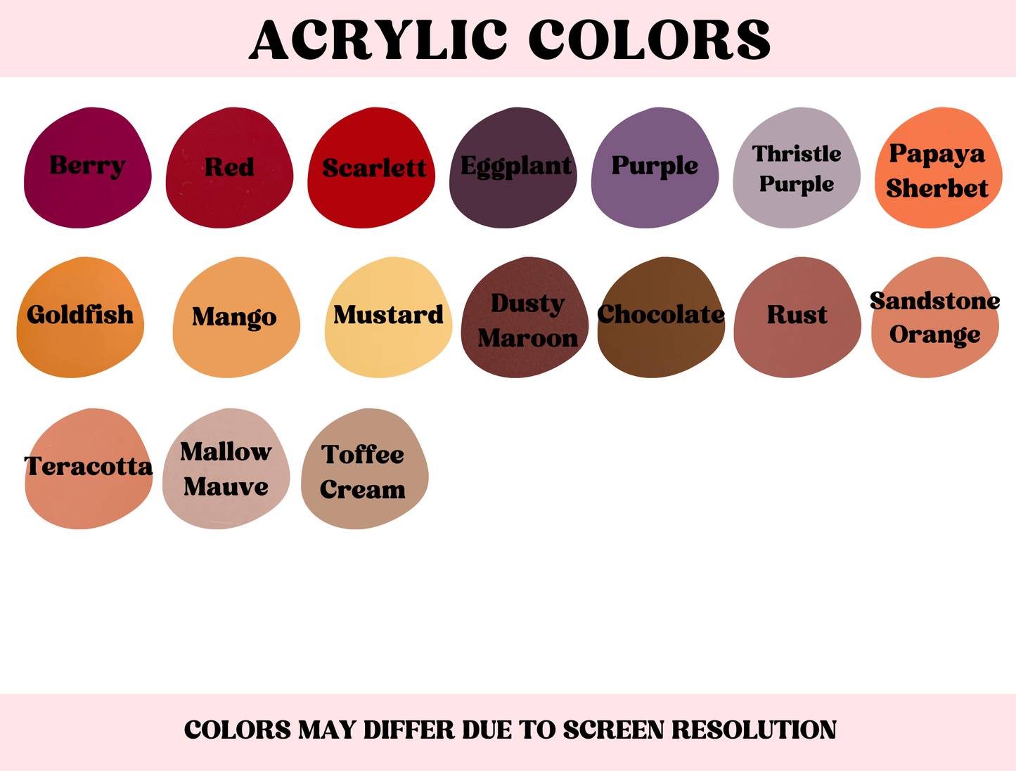 acrylic color options