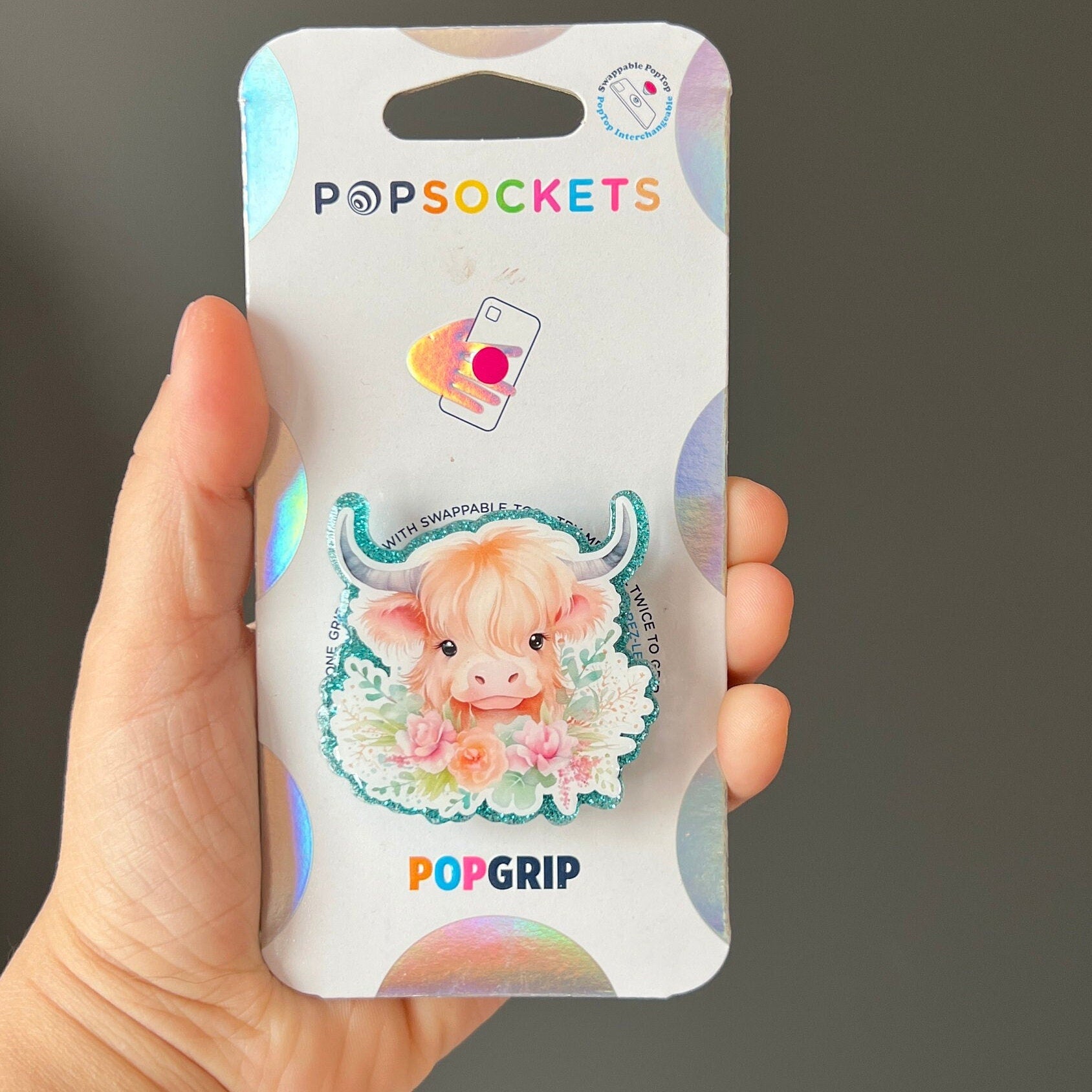 Highland cow Badge Reels | Highland cow phone grip