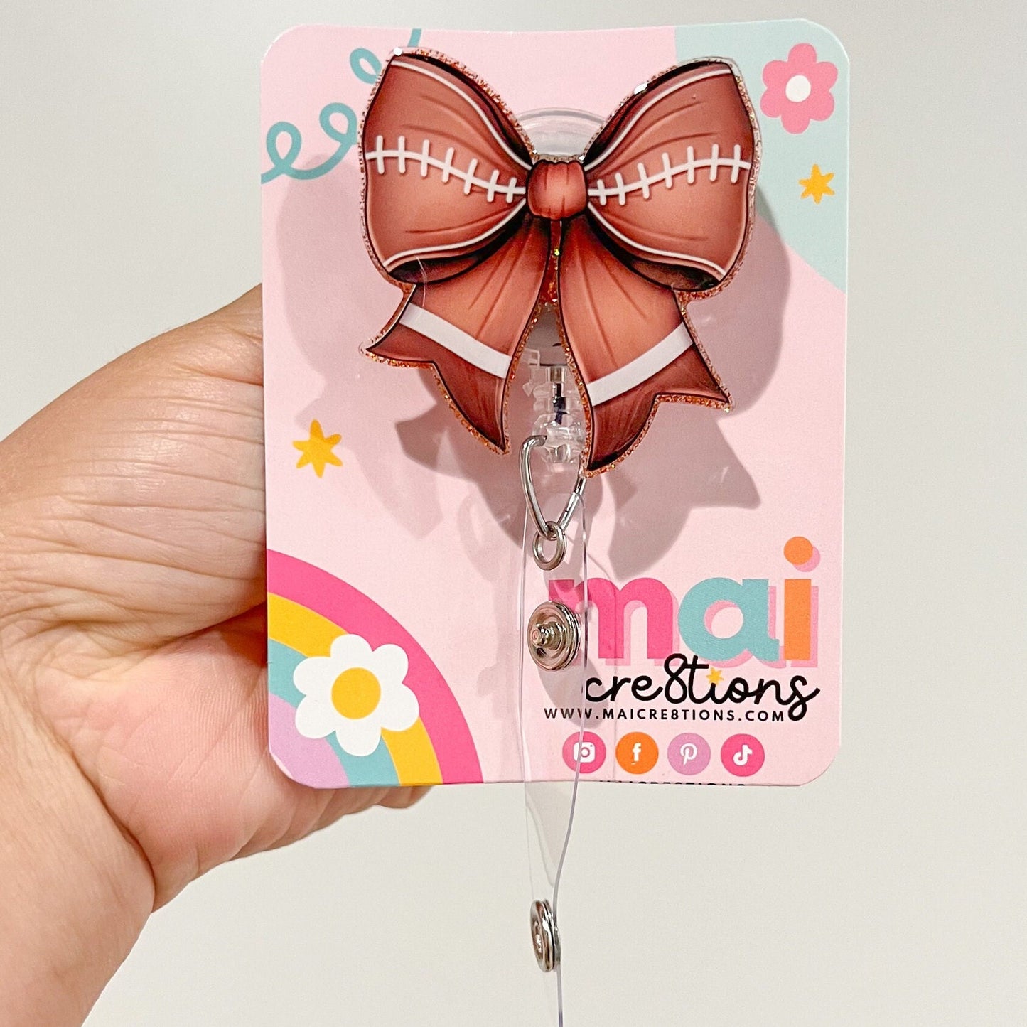 Football coquette bow badge reels