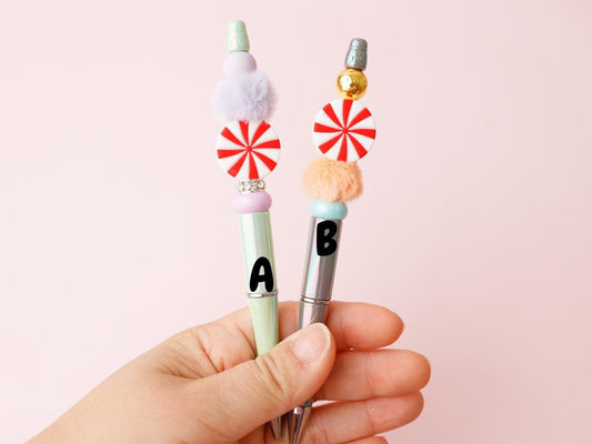 Peppermint Candy Christmas beaded pen | Teacher gifts beaded pen |