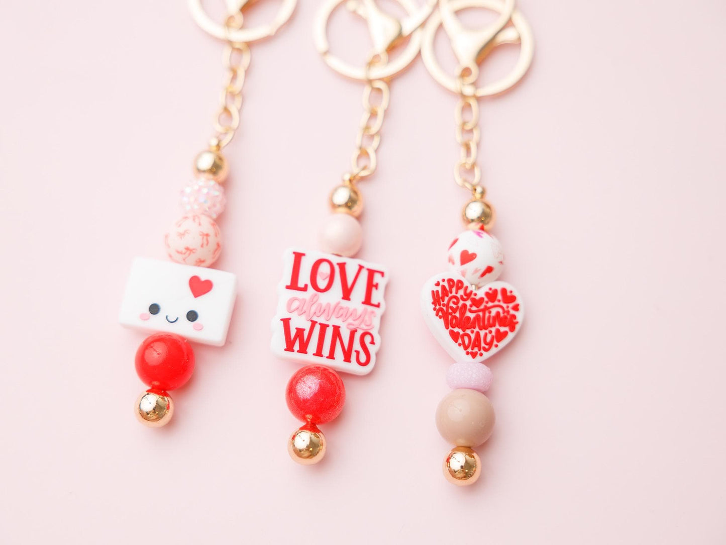 Valentines day beaded keychain