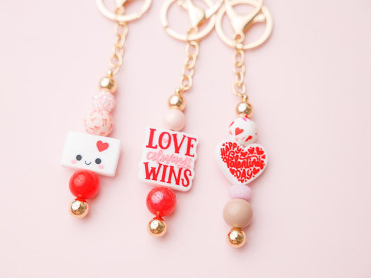 Valentines day beaded keychain