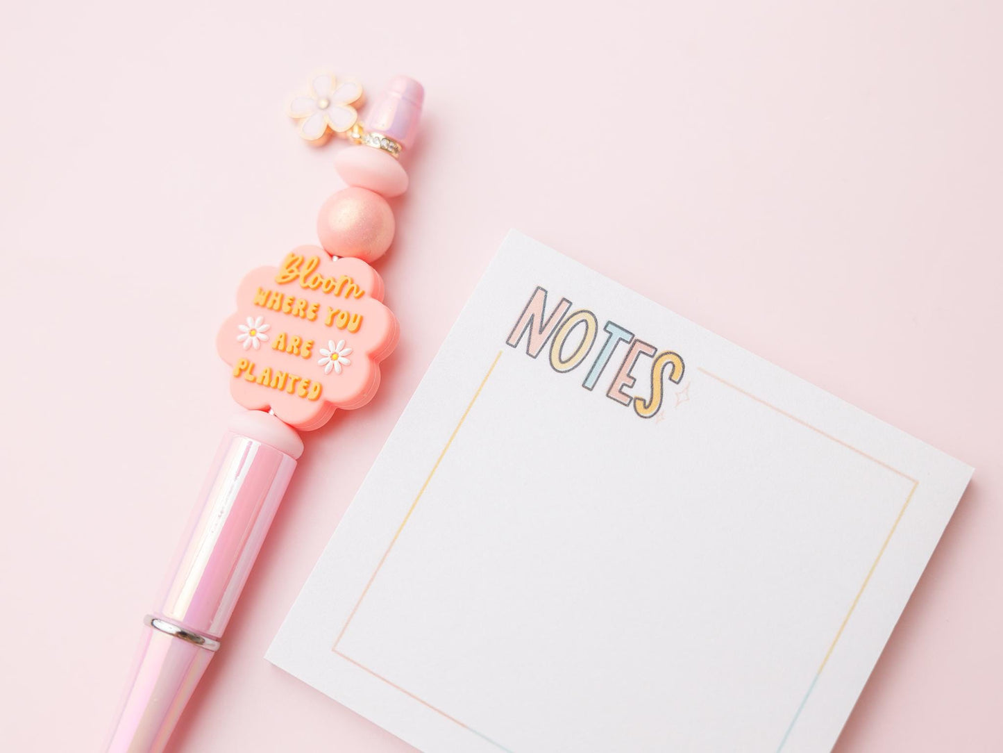 Bloom where you are planted Iridescent bead pen with charm