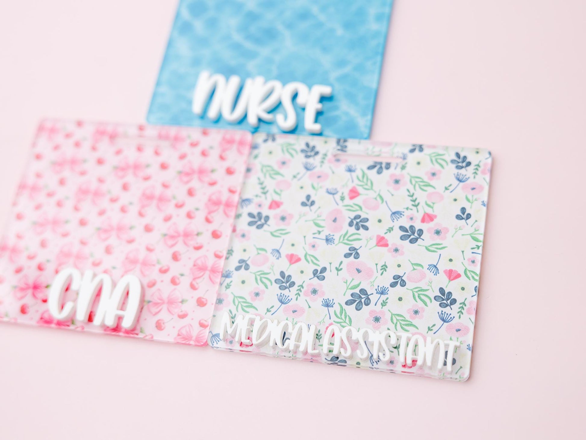 Coquette Bow Cherry Personalized Badge Buddy for Nurses