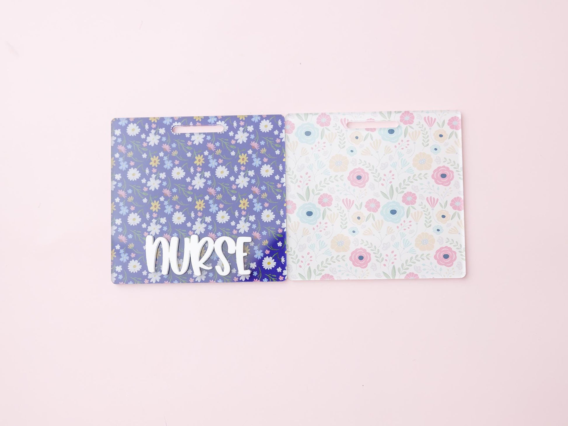 Spring Flower Matching Personalized Badge Buddy and Badge Reels for Nurses