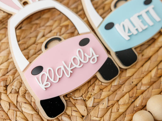 Cozy Coupe Bunny Ears Easter Basket Acrylic Name tag for kids