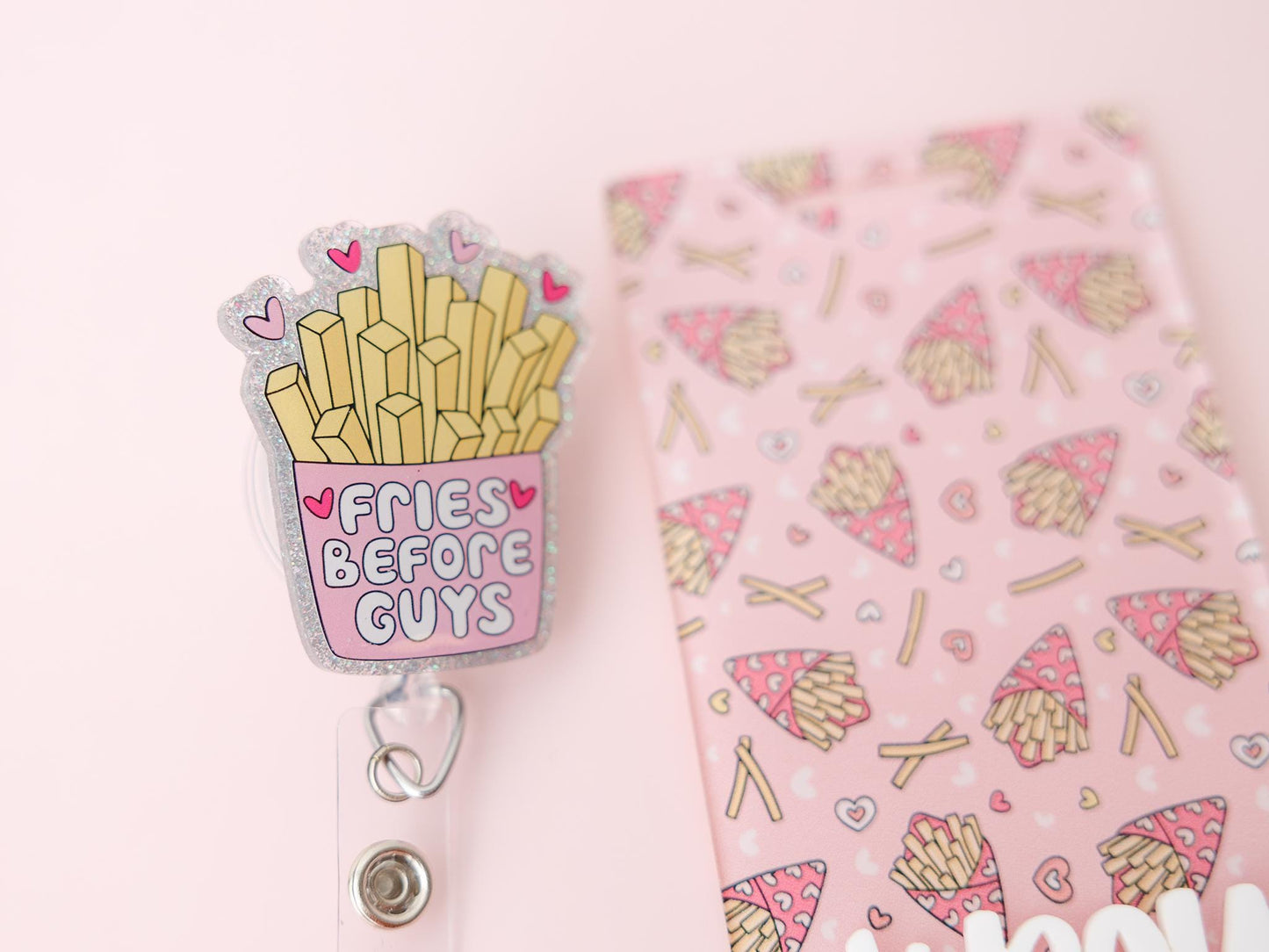 Fries before Guy Matching Personalized Badge Buddy and Badge Reels