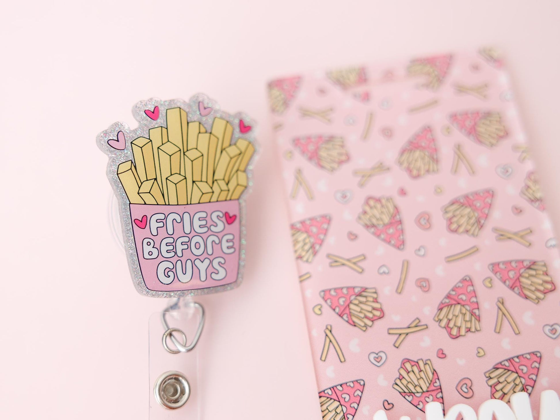 Fries before Guy Matching Personalized Badge Buddy and Badge Reels