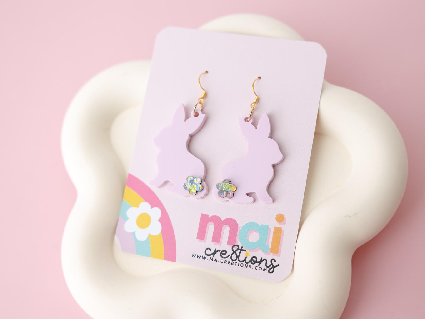 Purple Bunnies Acrylic Earrings