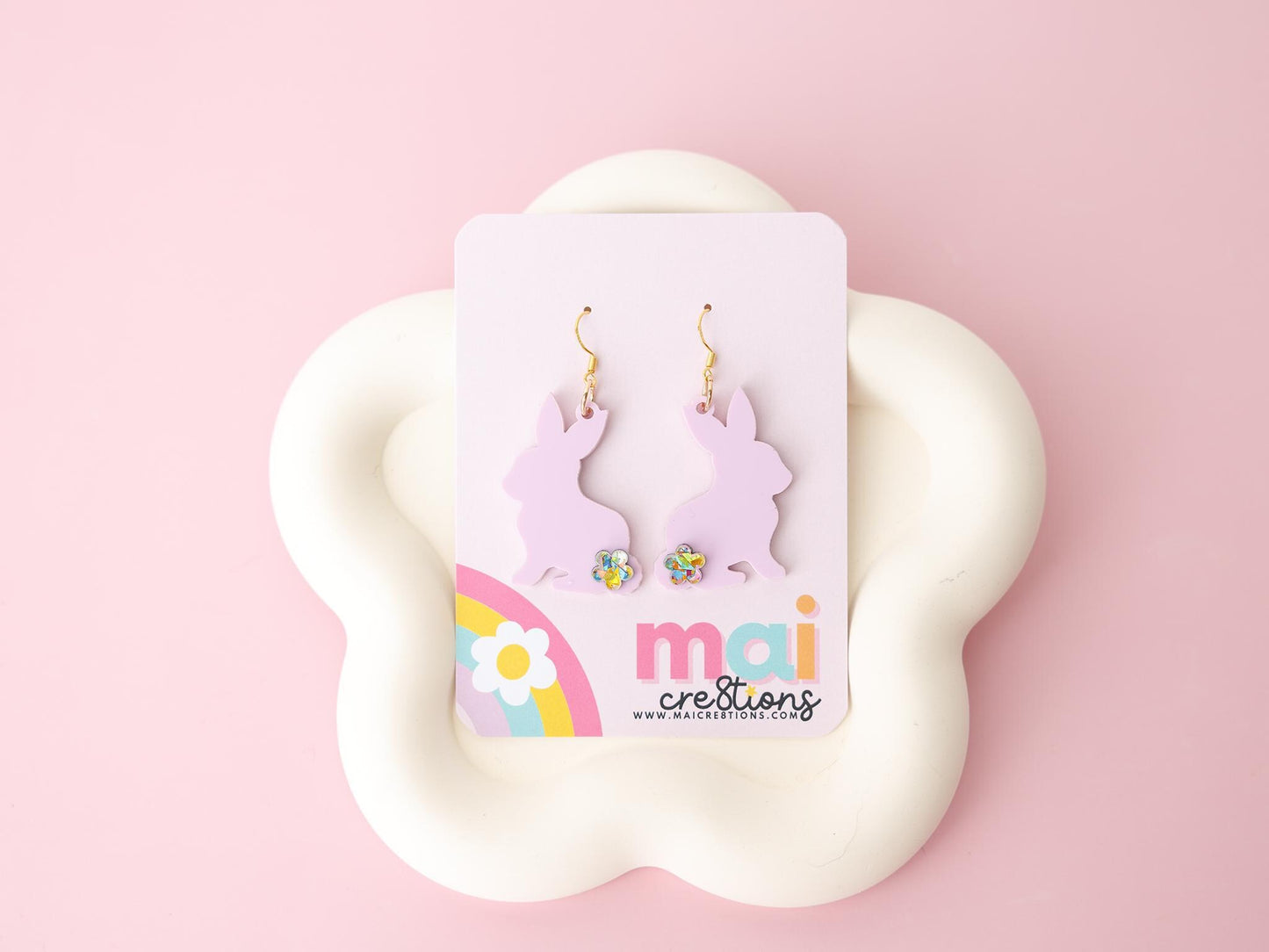 Purple Bunnies Acrylic Earrings