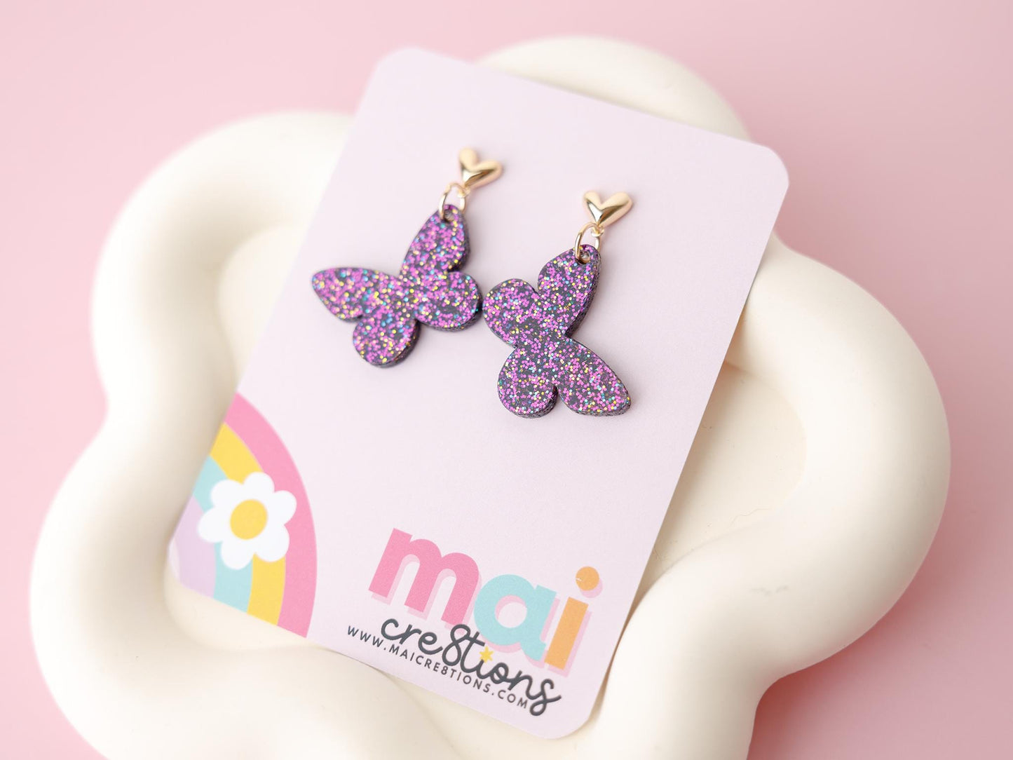 Purple Butterflies Acrylic Earrings Easter Earrings for women Gift for Mom