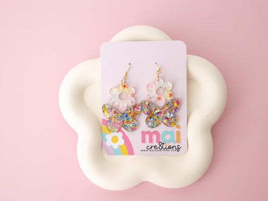 Flower and Butterfly Acrylic Earrings Easter Earrings for women Gift for Mom