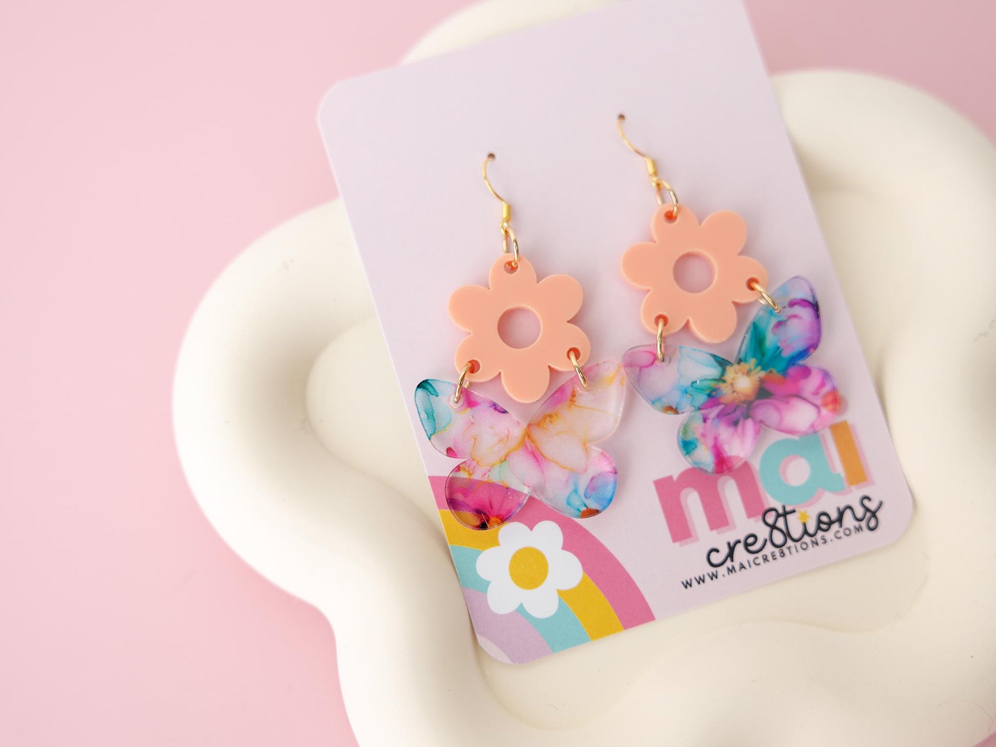 Flower and Butterfly Easter Earrings for women Gift for Mom Custom acrylic earrings