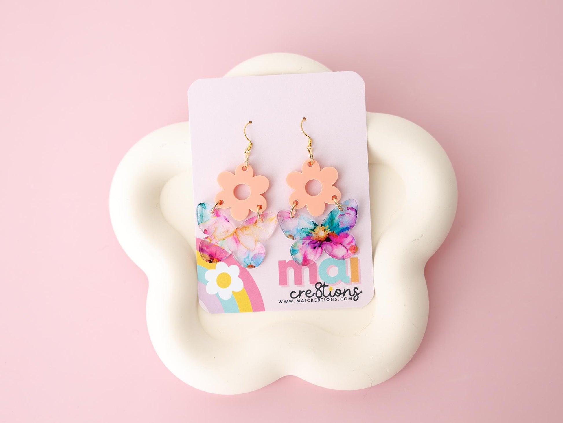 Flower and Butterfly Easter Earrings for women Gift for Mom Custom acrylic earrings