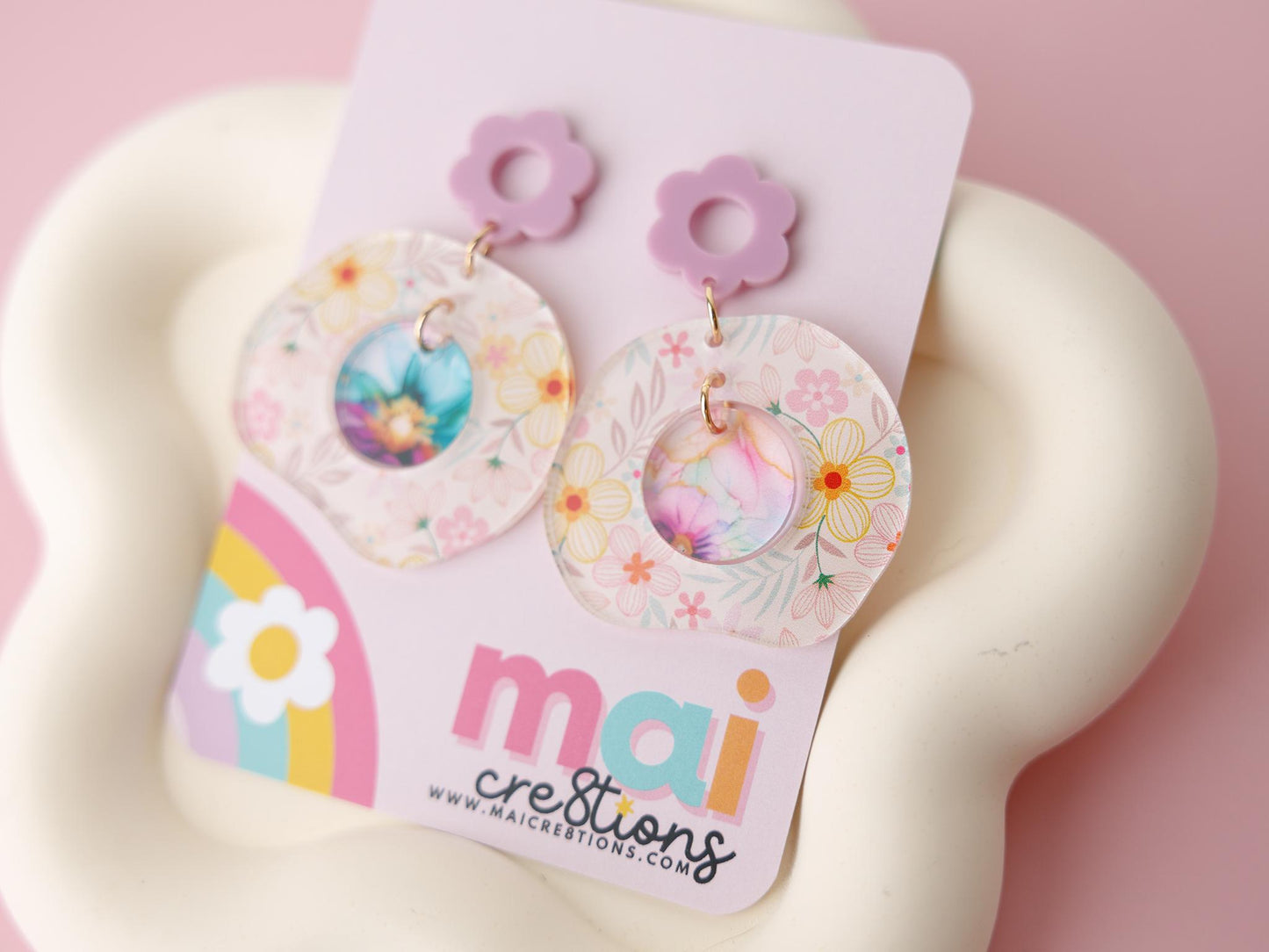 Unique Spring Earrings for women Gift for Mom Flower Acrylic Earrings