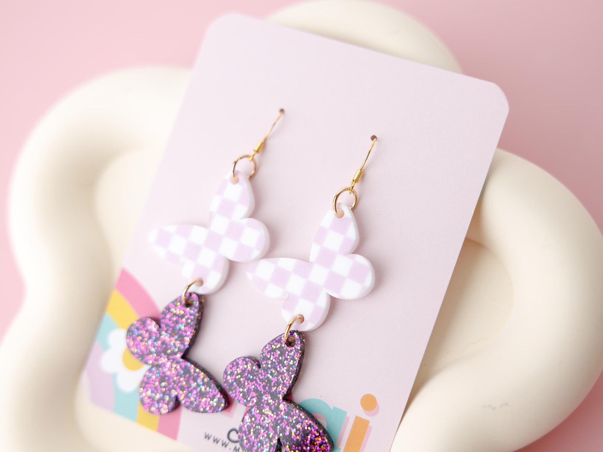 Tiered butterflies Easter Earrings for women Gift for Mom Custom acrylic earrings