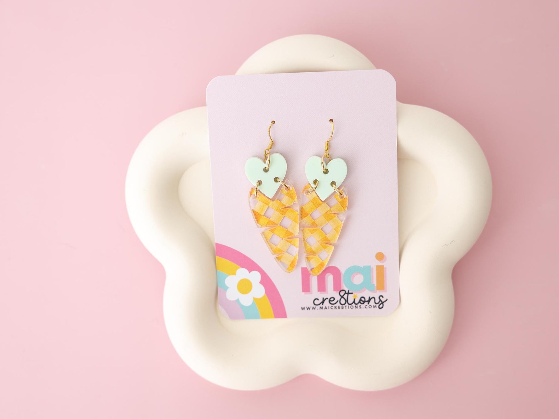 Heart carrot dangle Earrings for women Gift for Mom