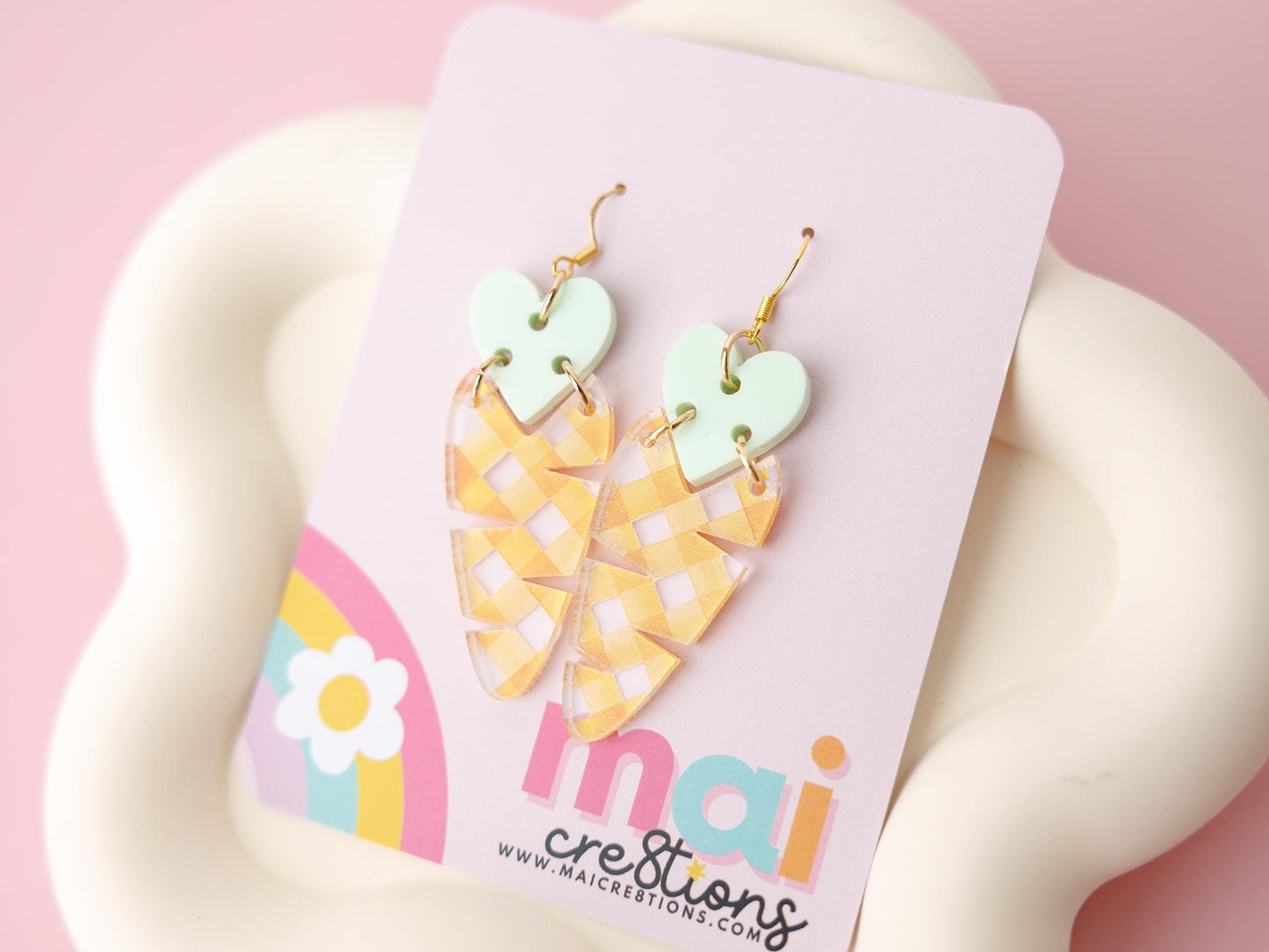 Heart carrot dangle Earrings for women Gift for Mom