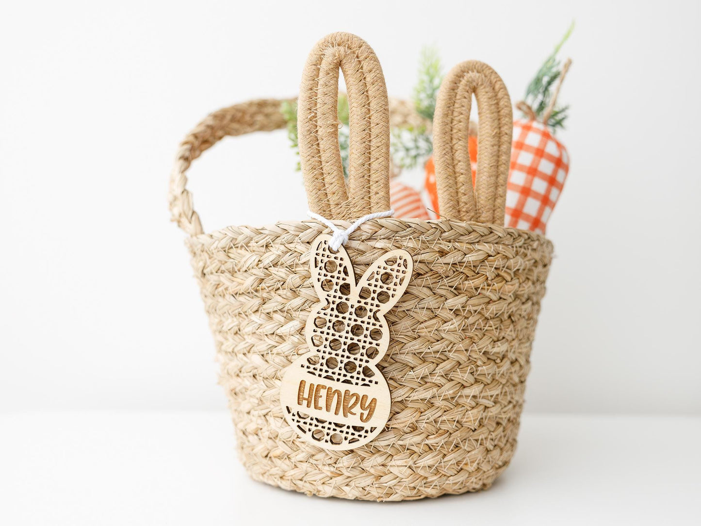 Easter Basket Bunny Ears Carrot Name Tag Personalized Easter Basket Name Tag for Kids Easter Gift Tag and Decoration Pastel acrylic name tag