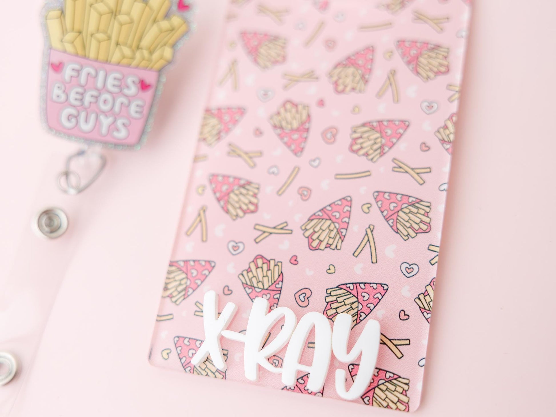 Fries before Guy Matching Personalized Badge Buddy and Badge Reels