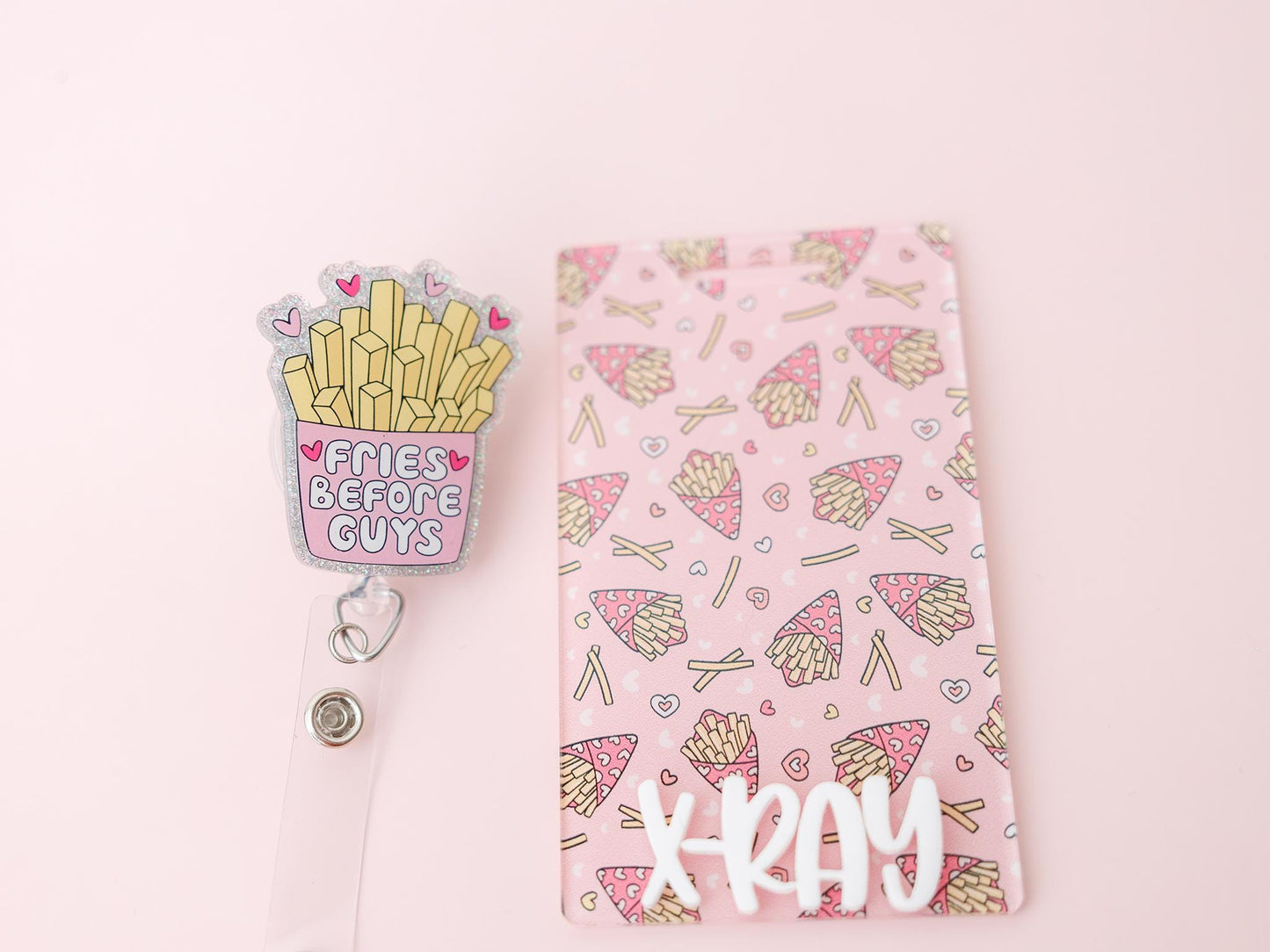Fries before Guy Matching Personalized Badge Buddy and Badge Reels