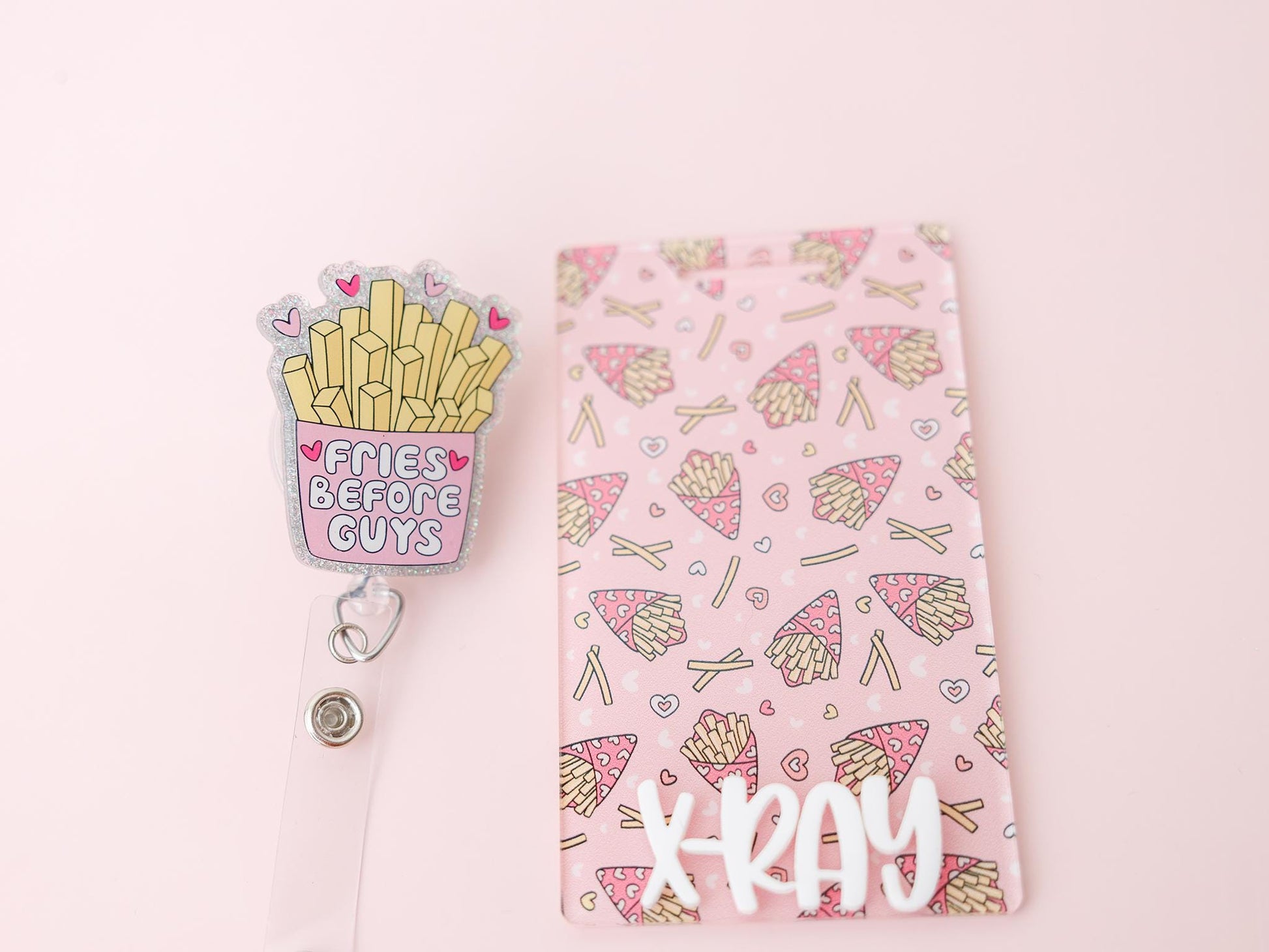 Fries before Guy Matching Personalized Badge Buddy and Badge Reels