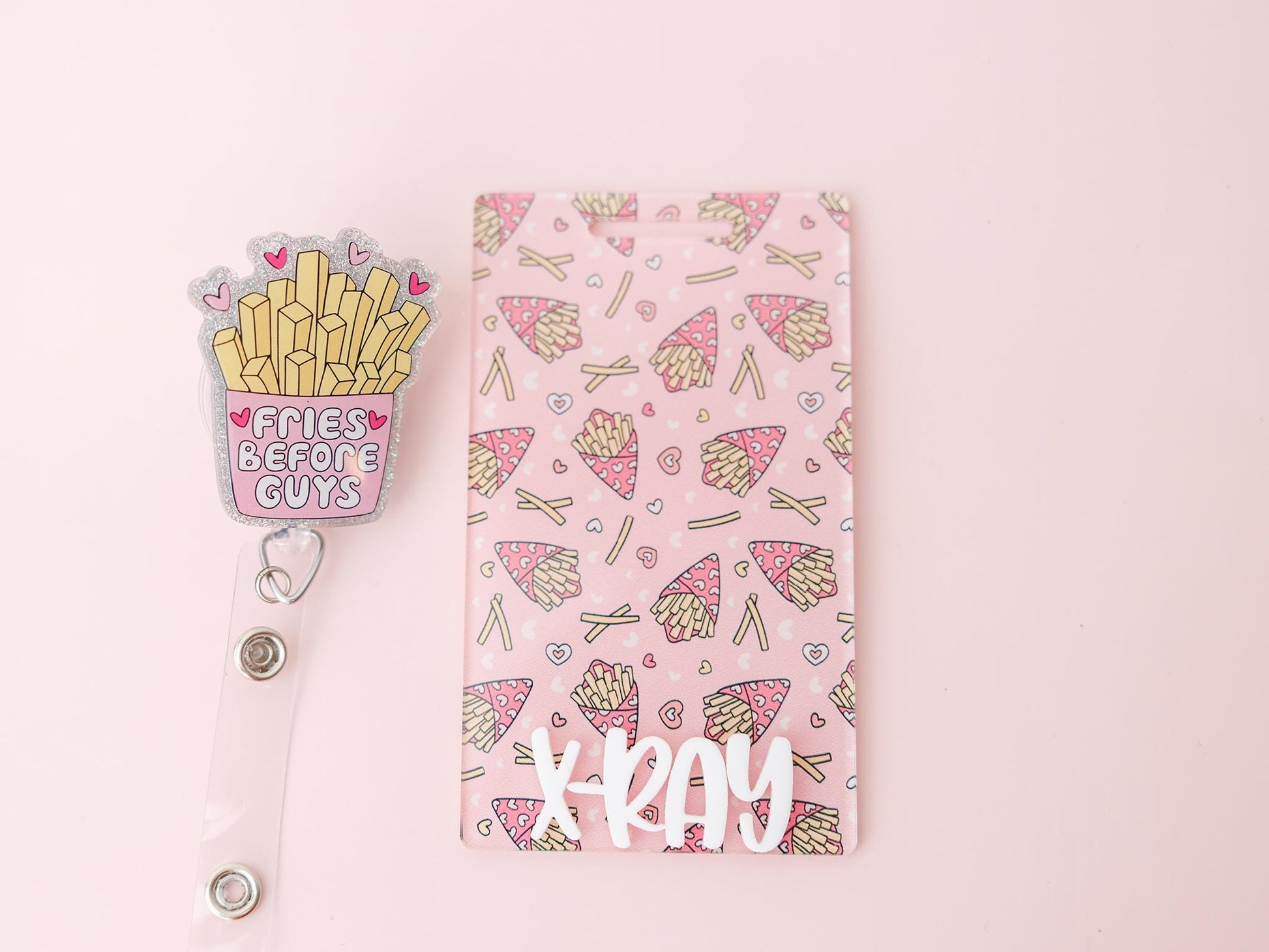 Fries before Guy Matching Personalized Badge Buddy and Badge Reels