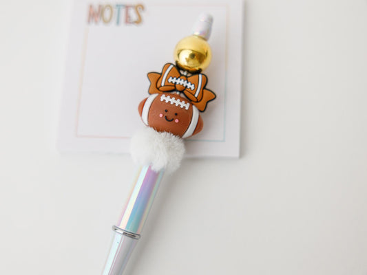 Cute football with bow beaded pen