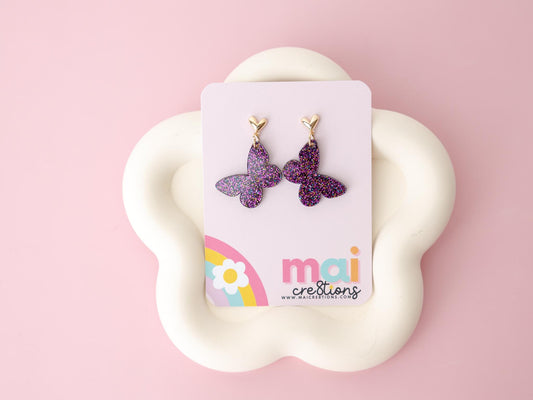 Purple Butterflies Acrylic Earrings Easter Earrings for women Gift for Mom