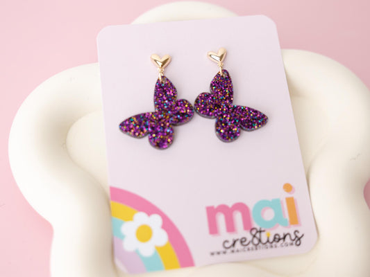 Purple Butterflies Acrylic Earrings Easter Earrings for women Gift for Mom