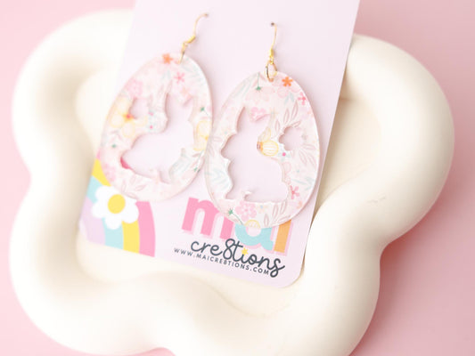 Egg shape Flower Acrylic Earrings Easter Earrings for women Gift for Mom