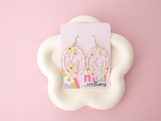 Egg shape bunny and butterfly Acrylic Earrings