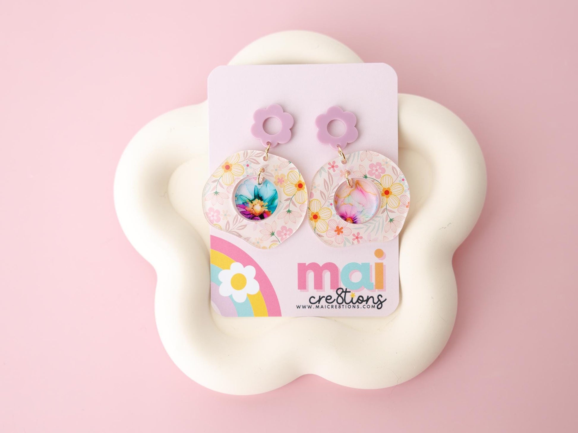 Unique Spring Earrings for women Gift for Mom Flower Acrylic Earrings