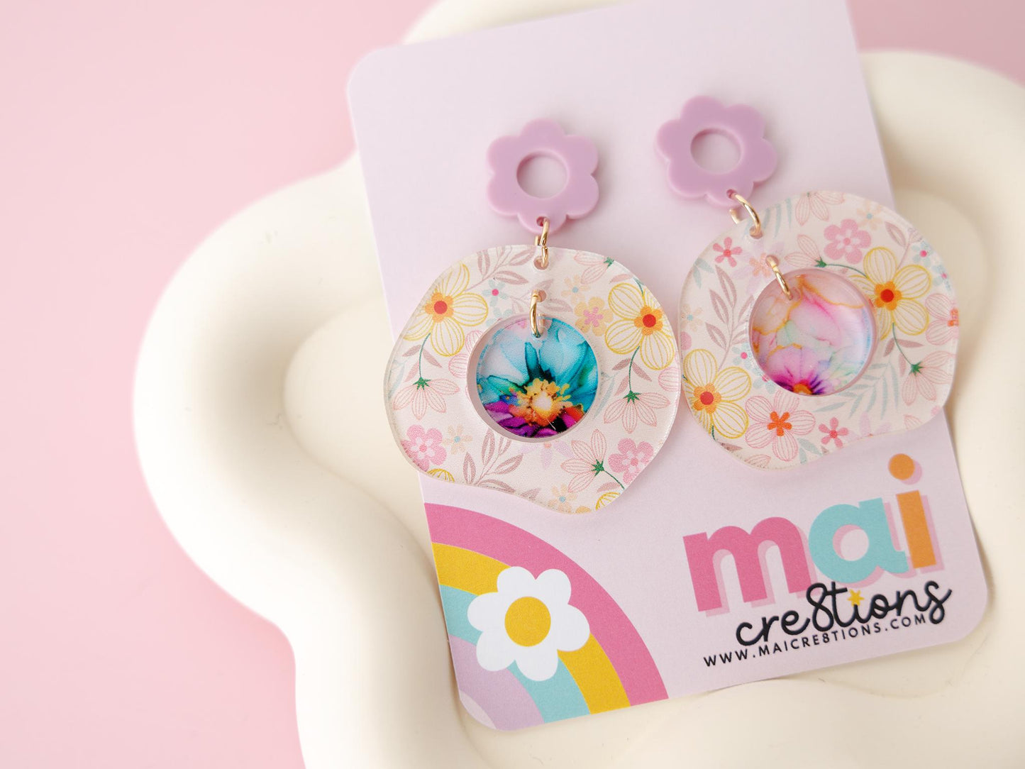 Unique Spring Earrings for women Gift for Mom Flower Acrylic Earrings