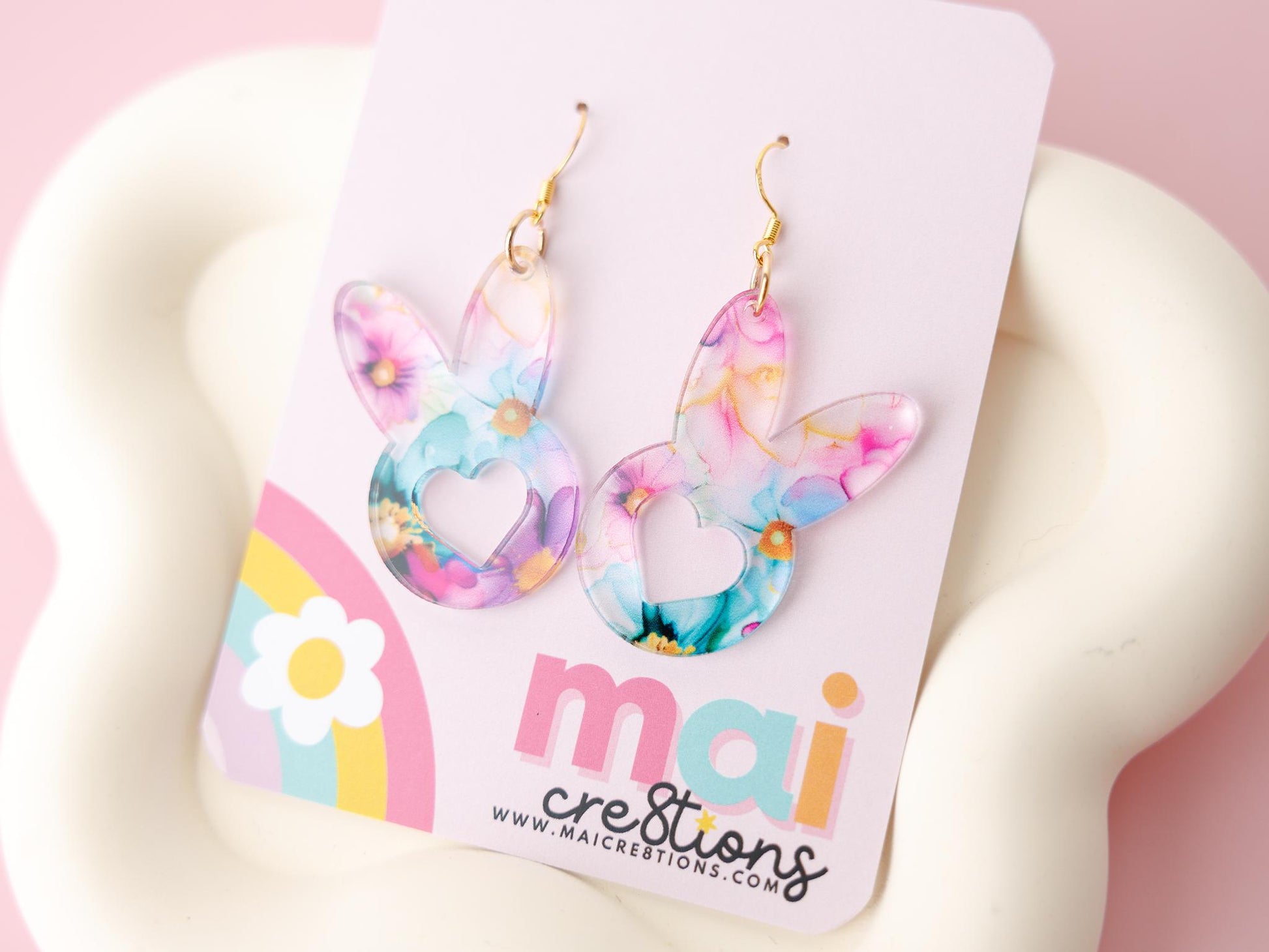 Bunny heart Easter Earrings for women Gift for Mom Custom acrylic earrings