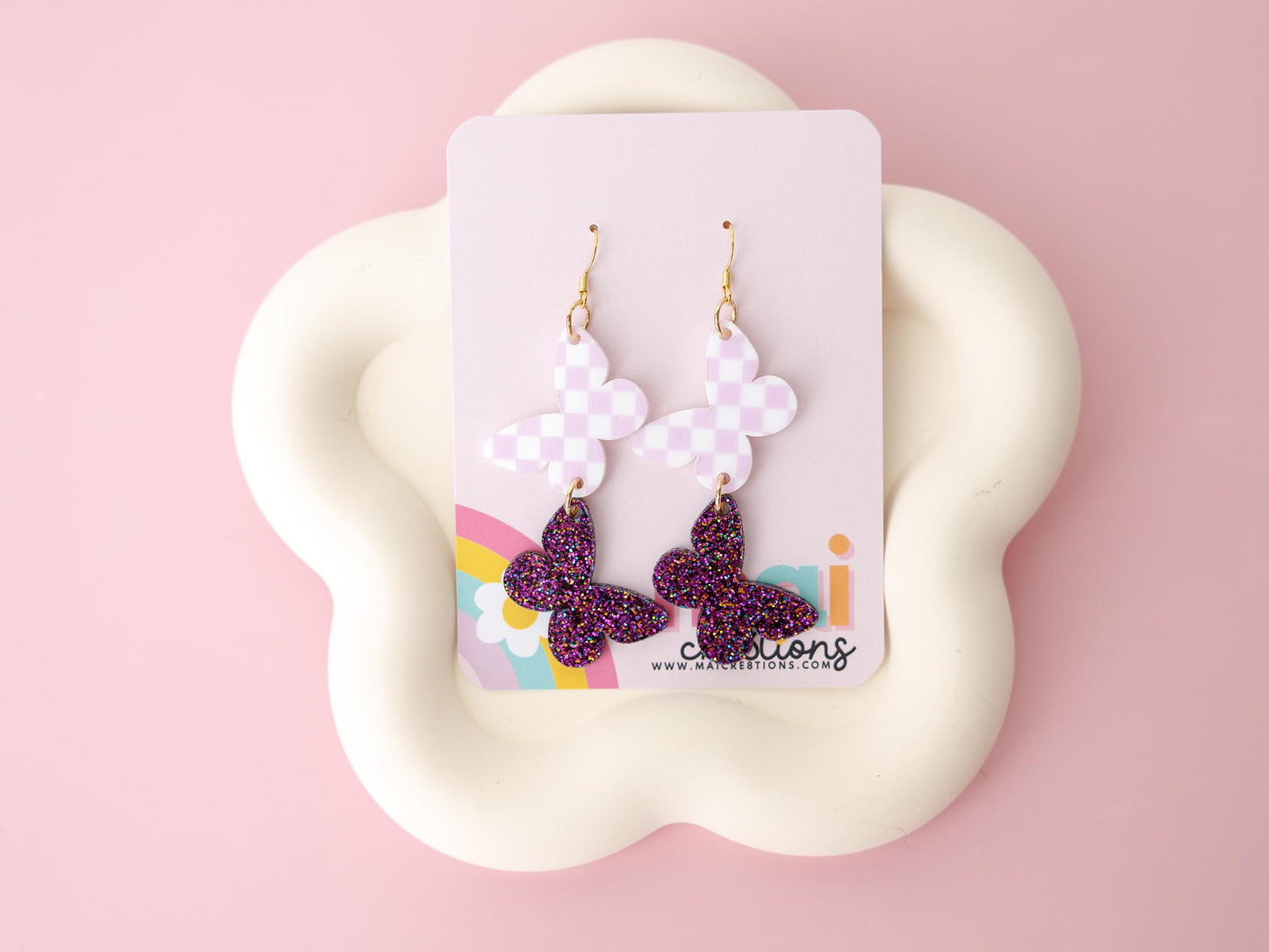 Tiered butterflies Easter Earrings for women Gift for Mom Custom acrylic earrings