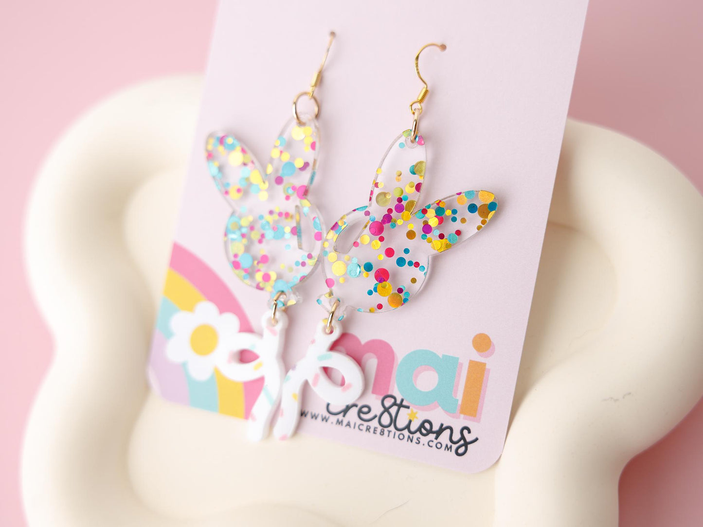 Bunny Balloons Earrings for women Gift for Mom Purple Spring earrings for girls