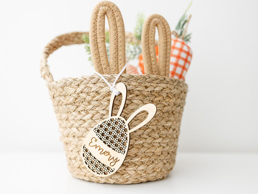 Easter Basket Bunny Ears Carrot Name Tag Personalized Easter Basket Name Tag for Kids Easter Gift Tag and Decoration Pastel acrylic name tag