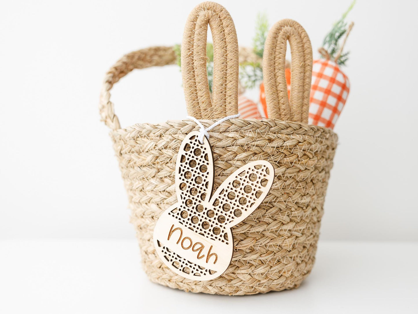 Easter Basket Bunny Ears Carrot Name Tag Personalized Easter Basket Name Tag for Kids Easter Gift Tag and Decoration Pastel acrylic name tag